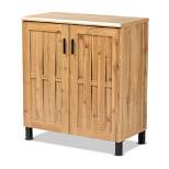 Excel Wood 2 Door Storage Cabinet Oak Brown/Black - Baxton Studio