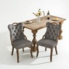 Set of 2 Velvet Tufted Dining Chairs with Solid Wood Handles, Nailhead Trim, Curved Legs, Accent Chairs for Dining Room or Kitchen - 3 of 4