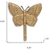 HomeRoots 5" Gold Cast Iron Butterfly Wall Hook - 3 of 4