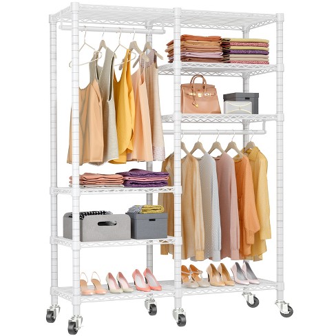 Metal Closet Organizer Wardrobe Shelves System Clothes Storage