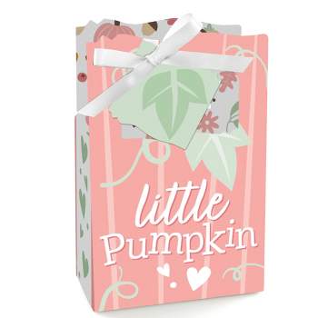 Big Dot of Happiness Girl Little Pumpkin - Fall Birthday Party or Baby Shower Favor Boxes - Set of 12