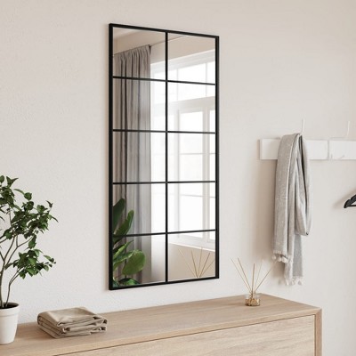 vidaXL Wall Mirror Black 19.7 in.x39.4 in. Rectangle Iron