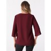 Allegra K Women's 3/4 Split Sleeve V Neck Flowy Mesh Casual Dressy Tunic Top - 4 of 4