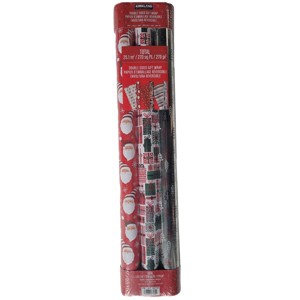 Kirkland Double-Sided Gift Wrap 3 Rolls Christmas Wrap 270 sq ft Silver/Red/White - 1 of 4