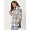 Allegra K Women's Plaid Flap Collar Button Front Pockets Shirt Jackets - 3 of 4
