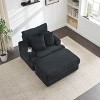 APRILSOUL Spring Upholstered Armchair and Ottoman Set, Comfortable Single Sofa with Cup Holder and Corduroy Fabric - 2 of 4
