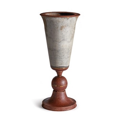 Rustic Bronze and Gray Metal Tapered Urn Vase