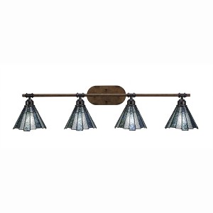 Toltec Lighting Blacksmith 4 - Light Vanity in  Painted Wood/Dark Granite with 7" Sea Ice Art Glass Shade - 1 of 1