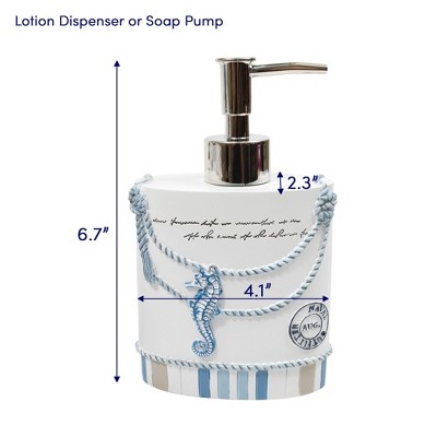 Nautical Blue and White Resin Bathroom Accessory Set, 4 Pieces