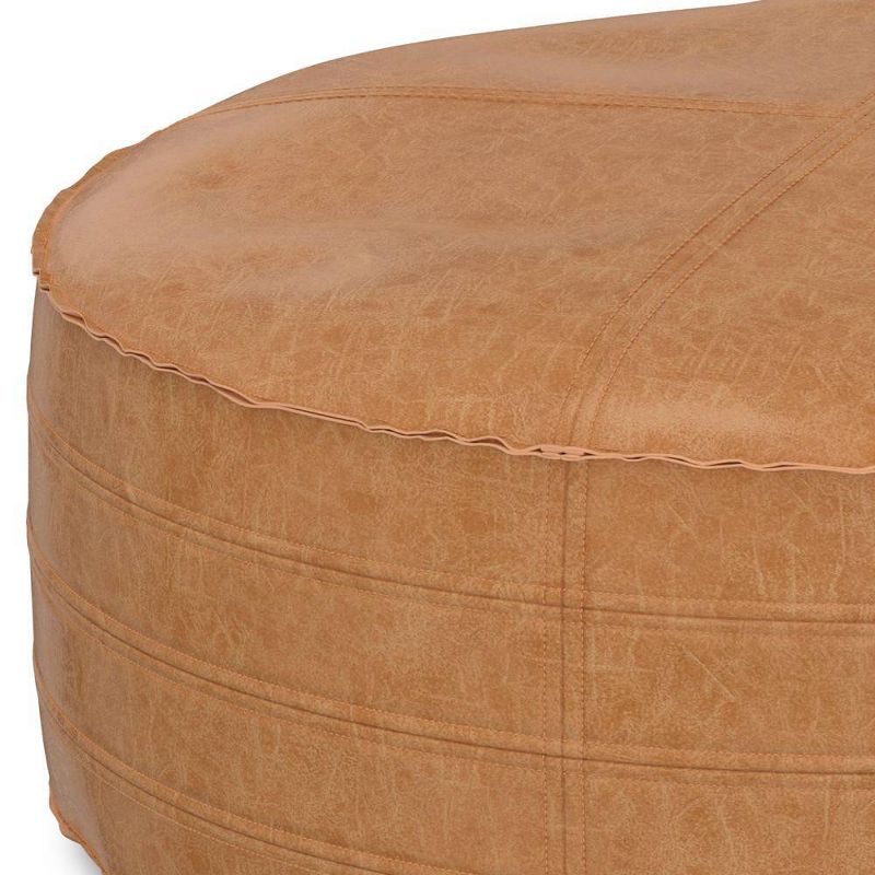 32&#34; Wendal Round Coffee Table Pouf Distressed Brown - WyndenHall, 5 of 7