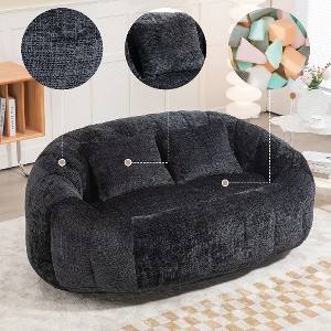 Lyngins Oversized Chenille Bean Bag Chair, Comfort Lounger High Back Lazy Chair, 2-Seater Accent Chair, Couch for Adults and Kids, Soft Lounge Chair - 1 of 4