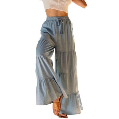 Women's High Waist Boho Flair Denim Pants - Lara Daisy - image 1 of 2