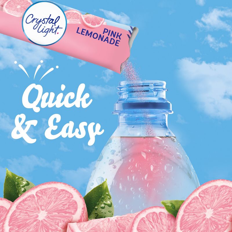 Crystal Light On The Go Natural Pink Lemonade Drink Mix - 10pk/0.13oz Pouches, 4 of 11