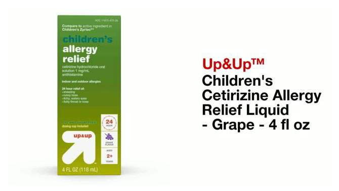 Children&#39;s Cetirizine Hydrochloride Allergy Relief Liquid - Grape - 4 fl oz - up &#38; up&#8482;, 2 of 8, play video
