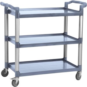 Heavy Duty Plastic Utility Cart with 3 Tier Shelves and Wheels, Rolling Service Cart for Kitchen, Office, Restaurant - 1 of 4