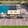 CAVINAS Patio Couch Set, Acacia Wood Patio Conversation Sets, Patio Sofa Set with Cushions and Coffee Table for Garden - 3 of 4