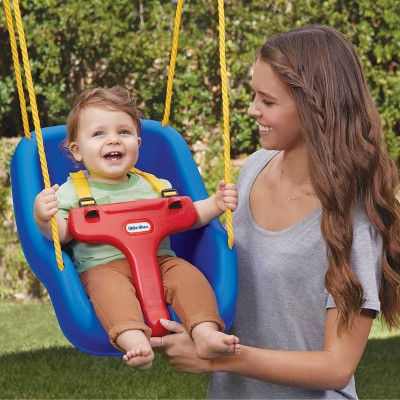 Blue and Red Plastic 2-in-1 Secure Toddler Swing