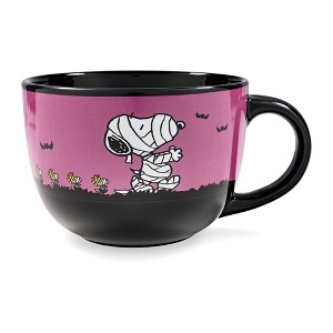Silver Buffalo Peanuts Halloween Mummy Snoopy and Woodstock Ceramic Soup Mug | Holds 24 Ounces - 1 of 4
