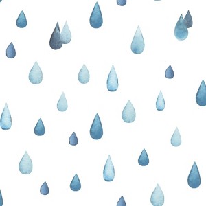 RoomMates Clara Jean Raindrops Peel and Stick Wallpaper Blue: Removable Vinyl Wall Decal for Kids', 28 Sq Ft Coverage - 1 of 4