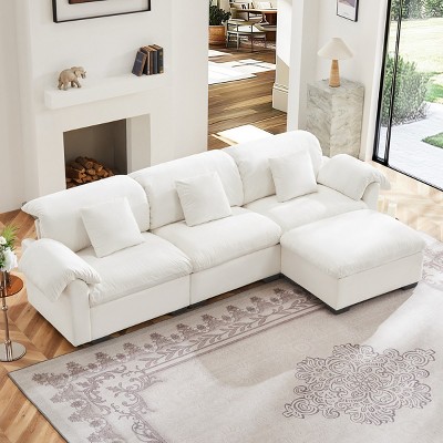 L Shaped Sectional Sofa With Storage Seats And Storage Ottoman,Modern Velvet Chaise Sectional Sofa,Sofa For Living Room-Cuddlewood