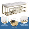 Aoibox Linen Storage Bench with Tufted Seat, Gold Metal Frame Ottoman for Entryway, Bedroom, Living Room, Beige - 3 of 4