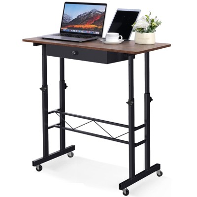 COMHOMA Small Standing Desk Adjustable Height, 32" Portable Computer Desk with Wheels