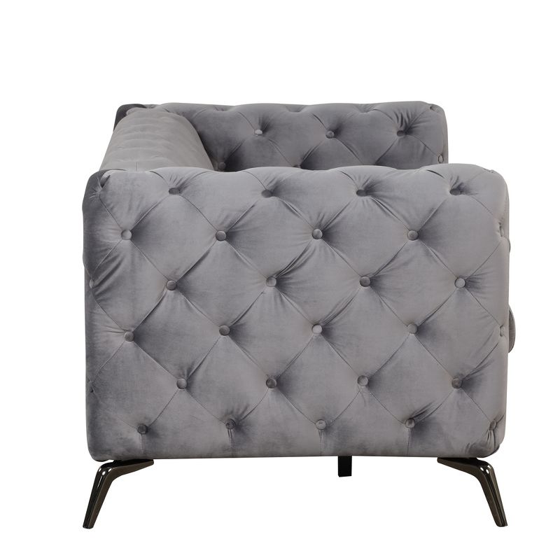 Modern Velvet Upholstered Accent Sofa Chair with Button Tufted Back-ModernLuxe, 5 of 13