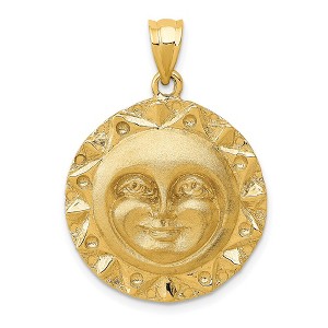 Black Bow Jewelry 14k Yellow Gold 22mm Aztec Sun Disc Pendant - 1 of 4