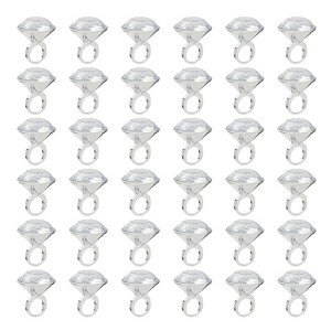 Blue Panda 36 Pack Plastic Diamond Rings for Bridal Shower Game, Bulk Set for Bachelorette Party Favors, 1 x 1.5 In - 1 of 4