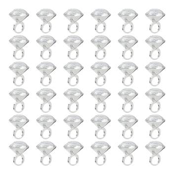 Blue Panda 36 Pack Plastic Diamond Rings for Bridal Shower Game, Bulk Set for Bachelorette Party Favors, 1 x 1.5 In