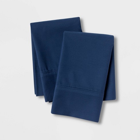 Standard 300 Thread Count Ultra Soft Pillowcase Set Dark Blue