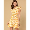 Allegra K Women's Casual Ruffled Sleeve A-Line Vintage Gingham Check Dress - 2 of 4