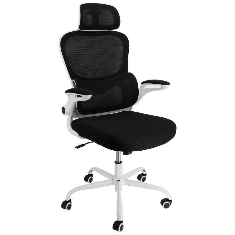 Elama High Back Adjustable Mesh and Fabric Office Chair with Metal Base and Adjustable Head Rest, 1 of 9