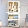 Clothing Storage With 4 Cubes & Hanging Rod,10 Pcs Hangers, Modern Armoire With Magnetic Doors, Armoire Closet-Cuddlewood - 3 of 4