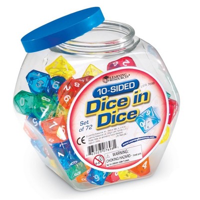 Learning Resources 10-Sided Dice In Dice, Set of 72