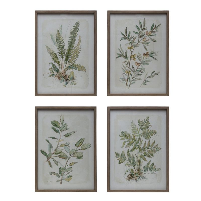 Storied Home (Set of 4) Botanical Image Wood and Glass Framed Wall Art Set Green, 1 of 2