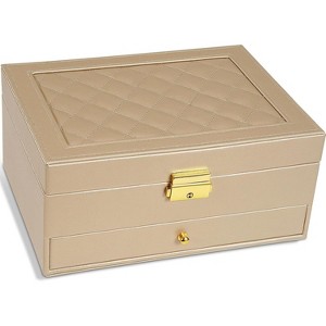 Jewelry Box - Large PU Leather Jewelry Organizer Storage Case with Two Layers Display - 1 of 4