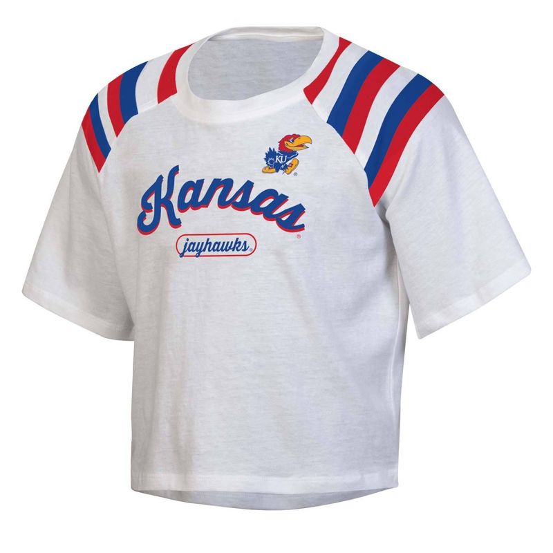 NCAA Kansas Jayhawks Girls&#39; White Boxy T-Shirt, 1 of 3
