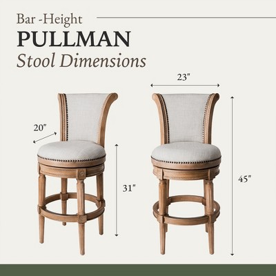 Weathered Oak Swivel Bar Stool with Leather Upholstery, Set of 3