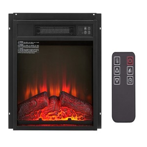 SEVOBAL Indoor Fireplaces Electric Fireplace Insert 18" 1400w 120v Ultra Thin Heater with Log Set, Black, 18"*5.16"*17.13" - 1 of 4