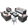 Ovios Tampa 8pc Wicker Outdoor Patio Furniture Conversation Sofa Set with Swivel Chairs and Cushions - 2 of 4