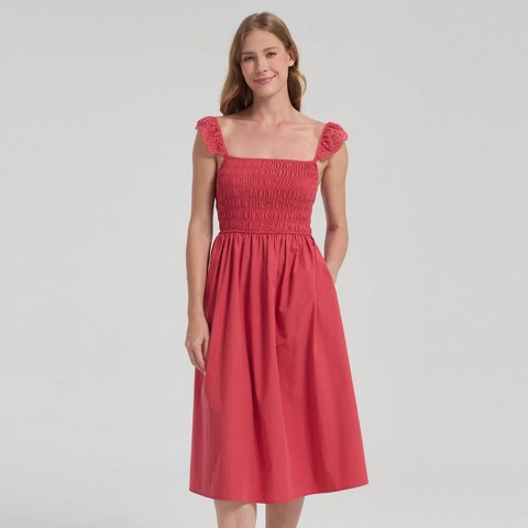 Женские платья Universal Thread Women's Ruffle Sleeve Eyelet Midi Dress - Universal Thread™ Coral Red M