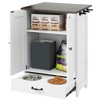 Lirago White Deep Walnut Cat Feeding Station 23.6x13.8x31.5"-Hidden Bowls and Storage Hooks - 4 of 4