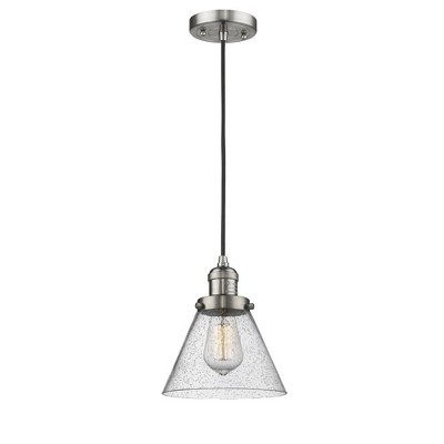 Cone - 1 Light Cord Hung Mini Pendant In Industrial Style-10 Inches Tall and 8 Inches Wide
