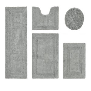Lux Premium 100% Cotton Tufted Solid Reversible 5 PC Bath Rug Set – Ultra-Soft, Water-Absorbent, Durable, Machine Washable Bathroom Rug - 1 of 4
