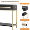Sapphtopaz 45.5" Modern Console Table with 2 Drawers&Bottom Shelf Geometric Design Entryway Table with Gold Metal Legs for Living Room,Hallway - 3 of 4