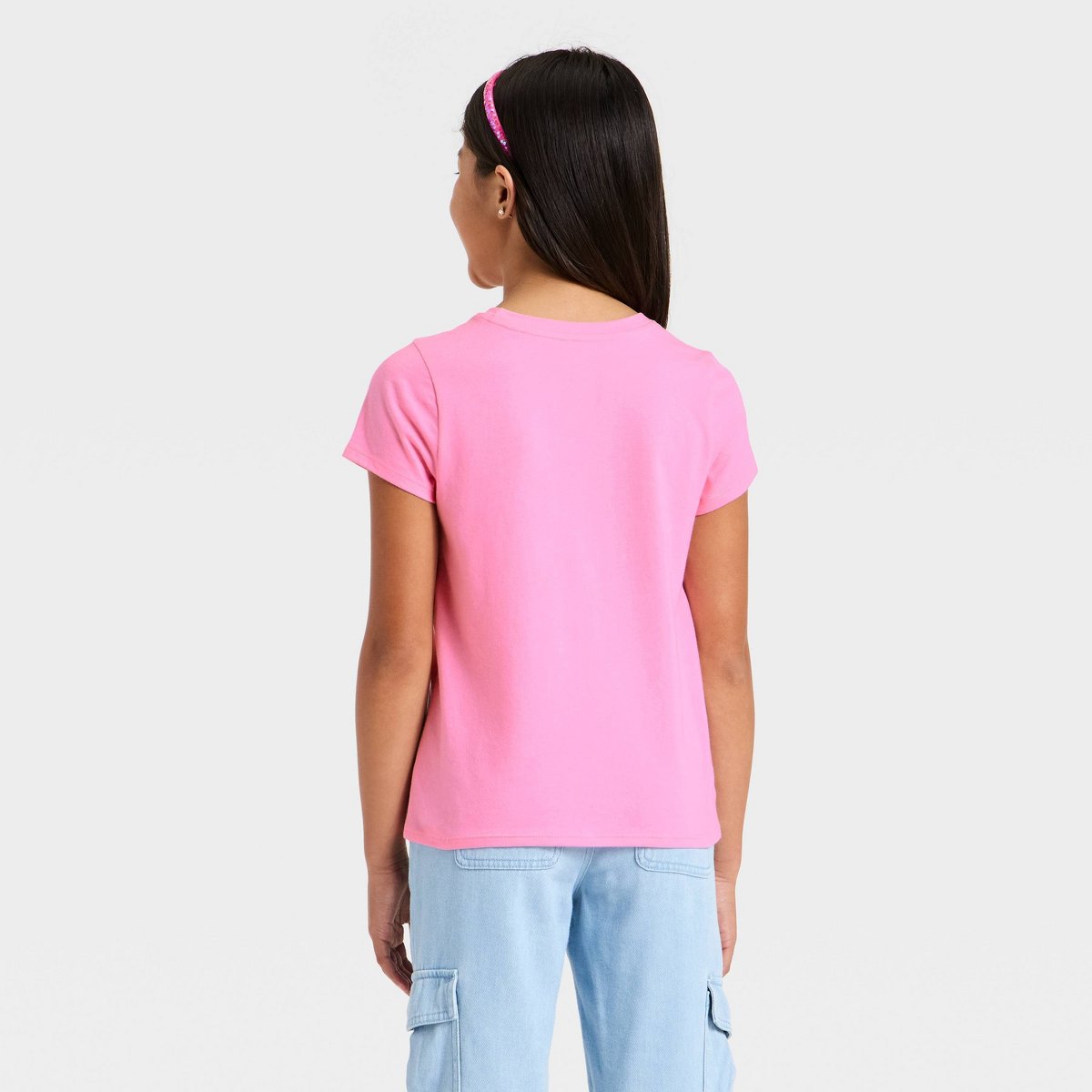 Детские Cat & Jack Girls' Short Sleeve Solid T-Shirt - Cat & Jack™ Light Pink S — фото 2