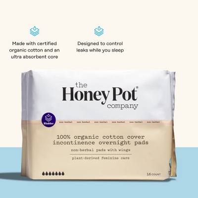 The Honey Pot Company Non-herbal Overnight Pads With Wings, Organic Cotton  Cover - 12ct : Target