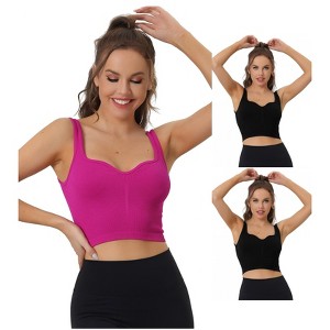 INSPIRE CHIC Women's Slim-Fit Ribbed Workout Sleeveless Plunge Sports Camisole 3 Packs - 1 of 4