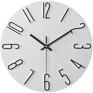 REGALWOVEN Plastic Classic Battery Powered Silent Non-Ticking Wall Clock 12 x 12 Inches - 1 of 4